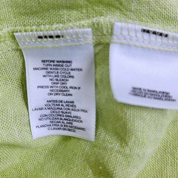 Anne Klein Linen Short Sleeve Coastal Beachy Sheer Summer Green Top Size Small - Picture 10 of 10
